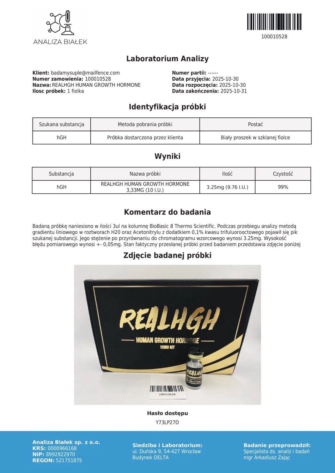 HGH badanie laboratoryjne